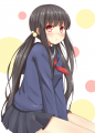 黒髪紺セーター